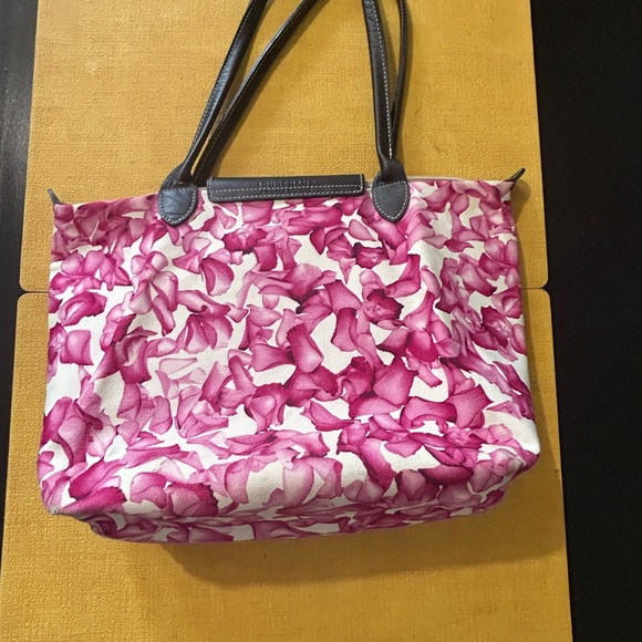 Longchamp Le Pliage Pink Floral Tote Bag - Picture 8 of 13